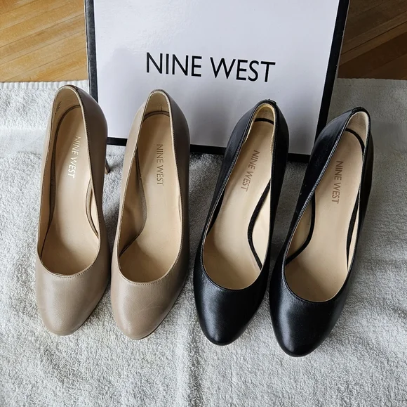 Nine West Two-Tone Pointed Toe Pumps in Black and Taupe size 6.5 - Picture 1 of 14